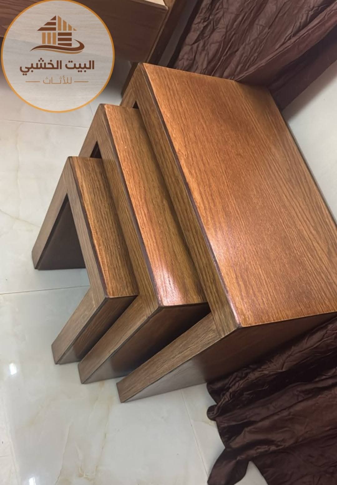 طقم ترابيز 3 قطع من البيت الخشبي للأثاث